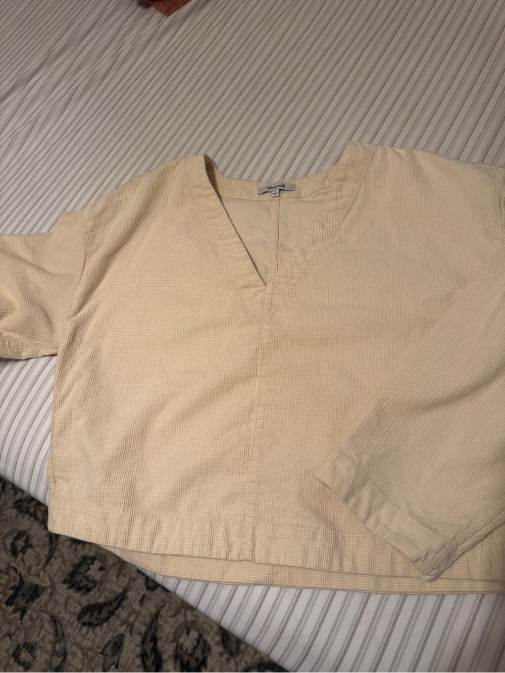 Madewell Soft Cream Waffle-Knit V-Neck Top
